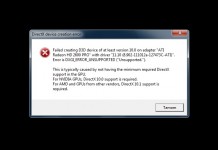 Failed creating d3d device of at least version 10.0 on adapter hatası