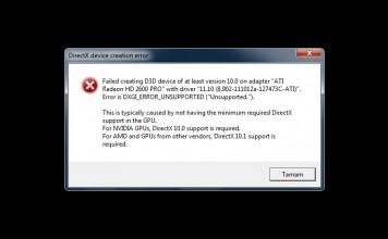 Failed creating d3d device of at least version 10.0 on adapter hatası