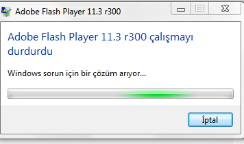 Adobe Flash Player 11.3 r300 çalışmayı durdurdu hatası