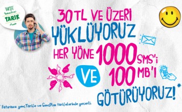 Turkcell 30 TLye Heryöne 1000 Sms 100 Mb İnternet Kampanyası