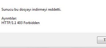 Sunucu bu dosyayı indirmeyi reddetti hatası çözümü