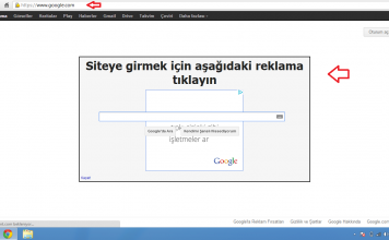 Google Chrome Siteye girebilmek için aşağıdaki reklama tıklayın uyarısı