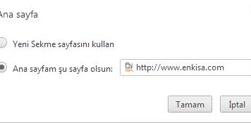 Google Chrome Giriş Sayfası Değiştime