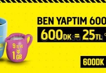 Turkcell Ben Yaptım 600 Paketi
