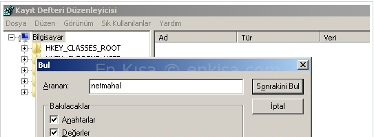 regedit-netmahal-silmek