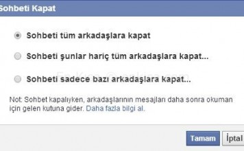 Facebook Sohbeti Nasıl Kapatılır