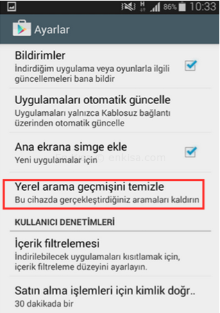 android-arama-gecmisi-silme