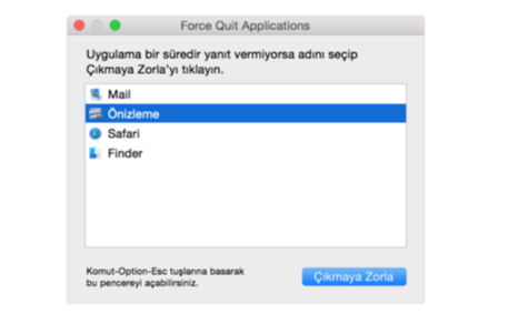 mac yanit vermeyen bir program nasil kapatilir
